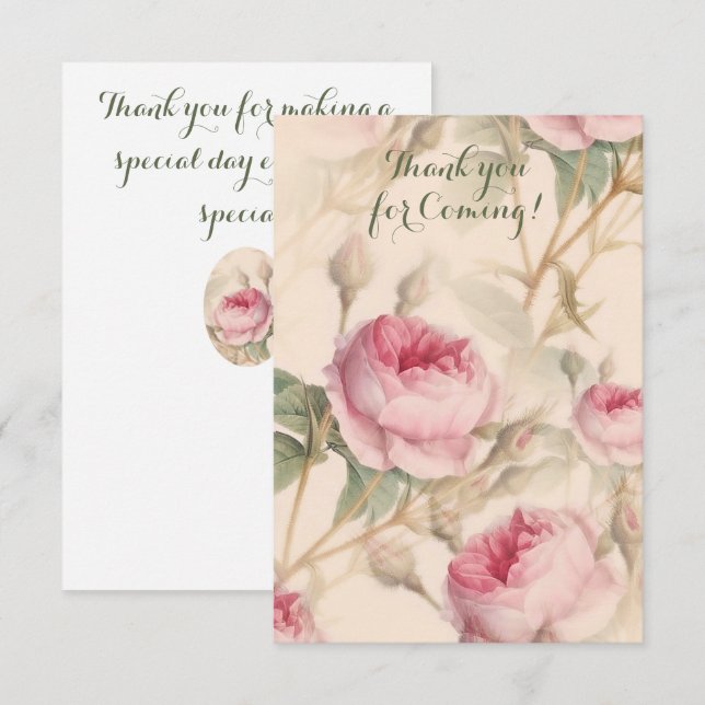 Remerciements Carte de remerciement pour votre venue avec un mot (Devant / Derrière)