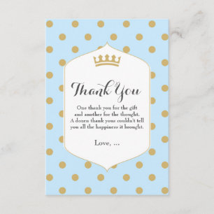 Remerciements Carte de remerciement Prince Royal à points bleus 