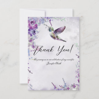 Remerciements Carte de remerciement Purple Orchids Hummingbird