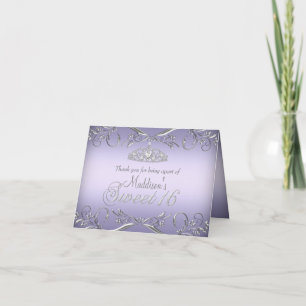 Remerciements Carte de remerciement Purple & Silver Tiara Sweet 