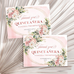 Remerciements Carte de remerciement Quinceañera Boho Rose Gold F