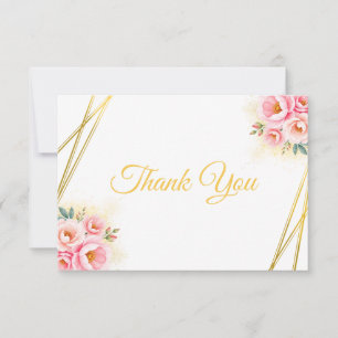 Remerciements Carte de remerciement Quinceñera florale rose et o