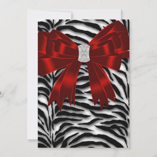 Remerciements Carte de remerciement Red Black Zebra (Devant)