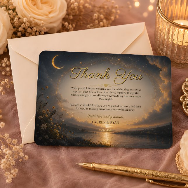 Remerciements Carte de remerciement Romance Céleste (Celestial Romance Thank You Card)