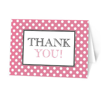Remerciements Carte de remerciement rose à pois