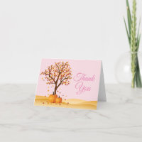 carte de remerciement rose citrouille arbres autom