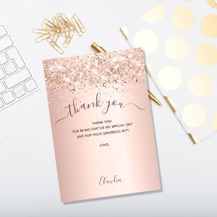 Remerciements Carte de remerciement rose gold blush