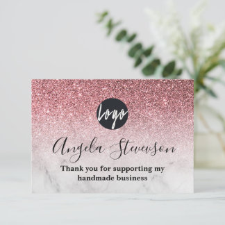 Remerciements Carte de remerciement rose gold pailleté rose