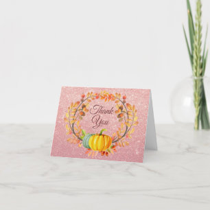 Remerciements Carte de remerciement Rose Gold Pink Glitter autom