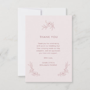 Remerciements Carte de remerciement rose simple