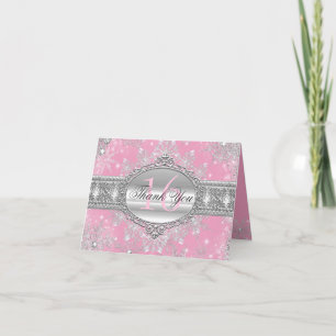 Remerciements Carte de remerciement Rose Wonderland Sweet 16