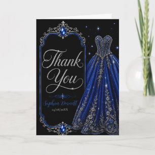 Remerciements Carte de remerciement Royal Blue Jewel Sweet 16
