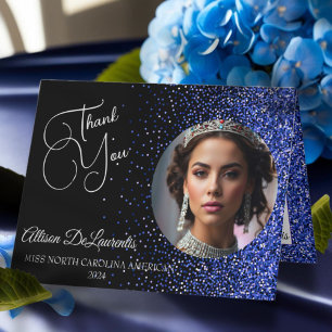 Remerciements Carte de remerciement Royal Glitter Glitz Pageant