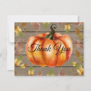 Remerciements Carte de remerciement Rustique d'Automne Citrouill