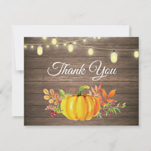 Remerciements Carte de remerciement Rustique d'Automne Citrouill
