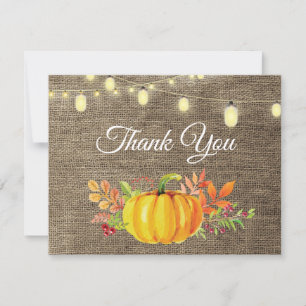 Remerciements Carte de remerciement Rustique d'Automne Citrouill