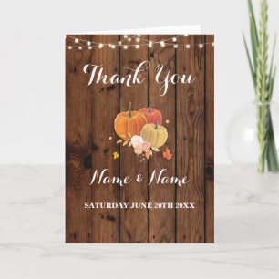 Remerciements Carte de remerciement Rustique Pumpkin Mariage Fia