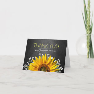 Remerciements Carte de remerciement Rustique Tournesol Tableau N