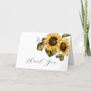 Remerciements Carte de remerciement Rustique Tournesols pour Bab
