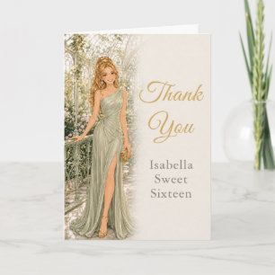 Remerciements Carte de remerciement Sage Green Sweet Sixteen