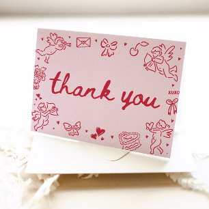 Remerciements Carte de remerciement Saint-Valentin dessinée à la
