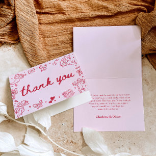 Remerciements Carte de remerciement Saint-Valentin dessinée à la