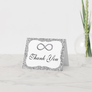 Remerciements Carte de remerciement Silver Glitter Silver Infini