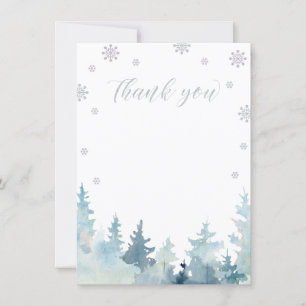 Remerciements Carte de remerciement Silver & Purple Winter Wonde