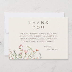 Remerciements Carte de remerciement simple bohème fleurs sauvage