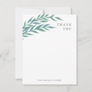 Remerciements Carte de remerciement simple branche bleu vert