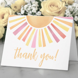 Remerciements Carte de remerciement Soleil Rose Aquarelle
