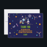 Remerciements Carte de remerciement sur le thème de la science<br><div class="desc">Exprimez votre gratitude avec notre carte de remerciement vibrante sur le thème de la science ! Avec un design captivant de matériel de chimie sur un fond bleu marine profond, cette carte est un parfait mélange d'intellect et d'esthétique. Les couleurs néon ajoutent une touche d'excitation, rendant votre appréciation vraiment exceptionnelle....</div>