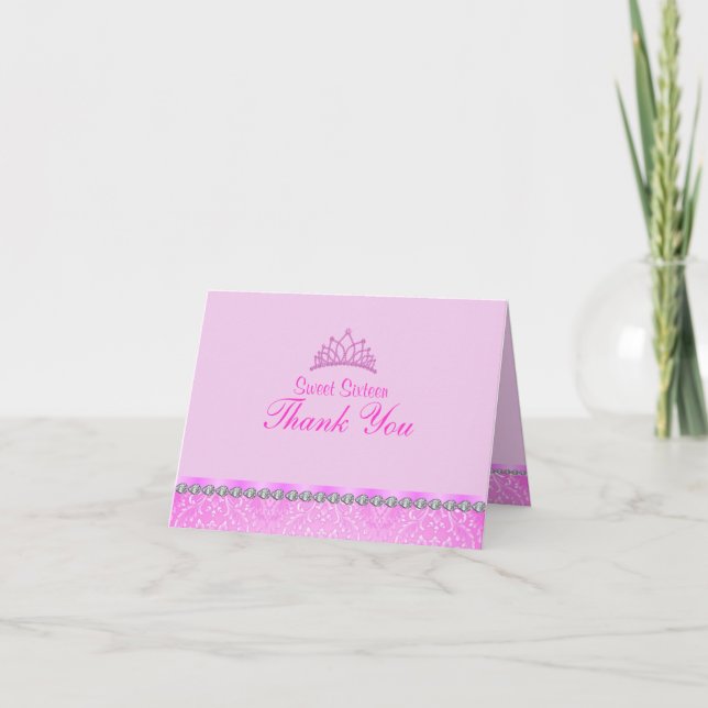 Remerciements Carte de remerciement sweet16 Tiara Rose (Devant)