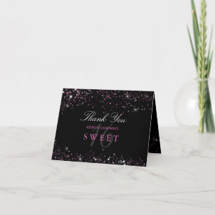 Remerciements Carte de remerciement Sweet 16 Black Pink Sparkle