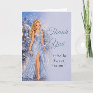 Remerciements Carte de remerciement Sweet Sixteen Bleu Poudre
