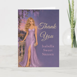 Remerciements Carte de remerciement Sweet Sixteen Fleurs Violett