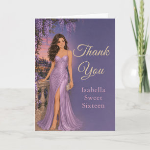 Remerciements Carte de remerciement Sweet Sixteen Fleurs Violett