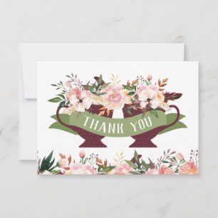 Remerciements Carte de remerciement tasse de thé avec fleurs