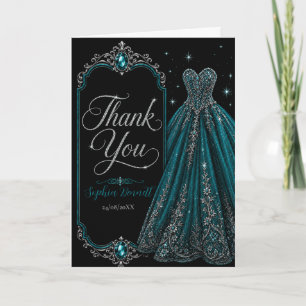 Remerciements Carte de remerciement Teal Jewel Sweet 16