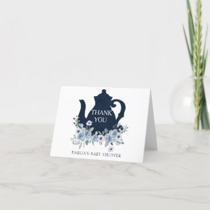 Remerciements Carte de remerciement Time for Tea Shower Blue