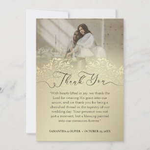 Remerciements Carte de remerciement Timeless `Gold Damask`