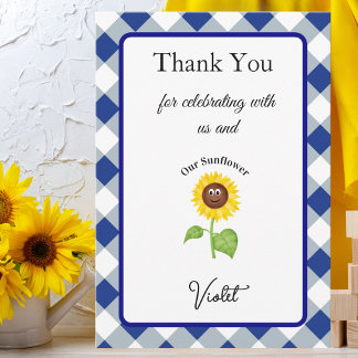 Remerciements Carte de remerciement Tournesol pour l'anniversair