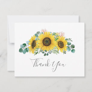 Remerciements Carte de remerciement Tournesol rustique Eucalyptu