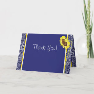 Remerciements Carte de remerciement Tournesols Bleu Royal et Jau