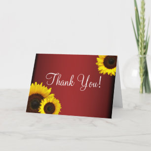 Remerciements Carte de remerciement Tournesols rouges et jaunes