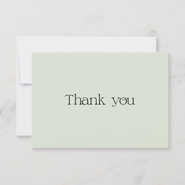 Remerciements Carte de remerciement typographique vert clair mig (Devant)
