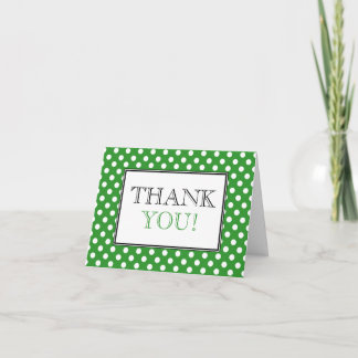 Remerciements Carte de remerciement verte et blanche à pois