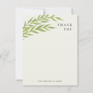 Remerciements Carte de remerciement verte simple branche