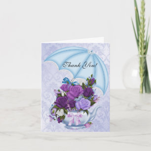 Remerciements Carte de remerciement vintage fleurs blanches bleu