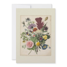 Carte de remerciement vintage florale du 17e siècl